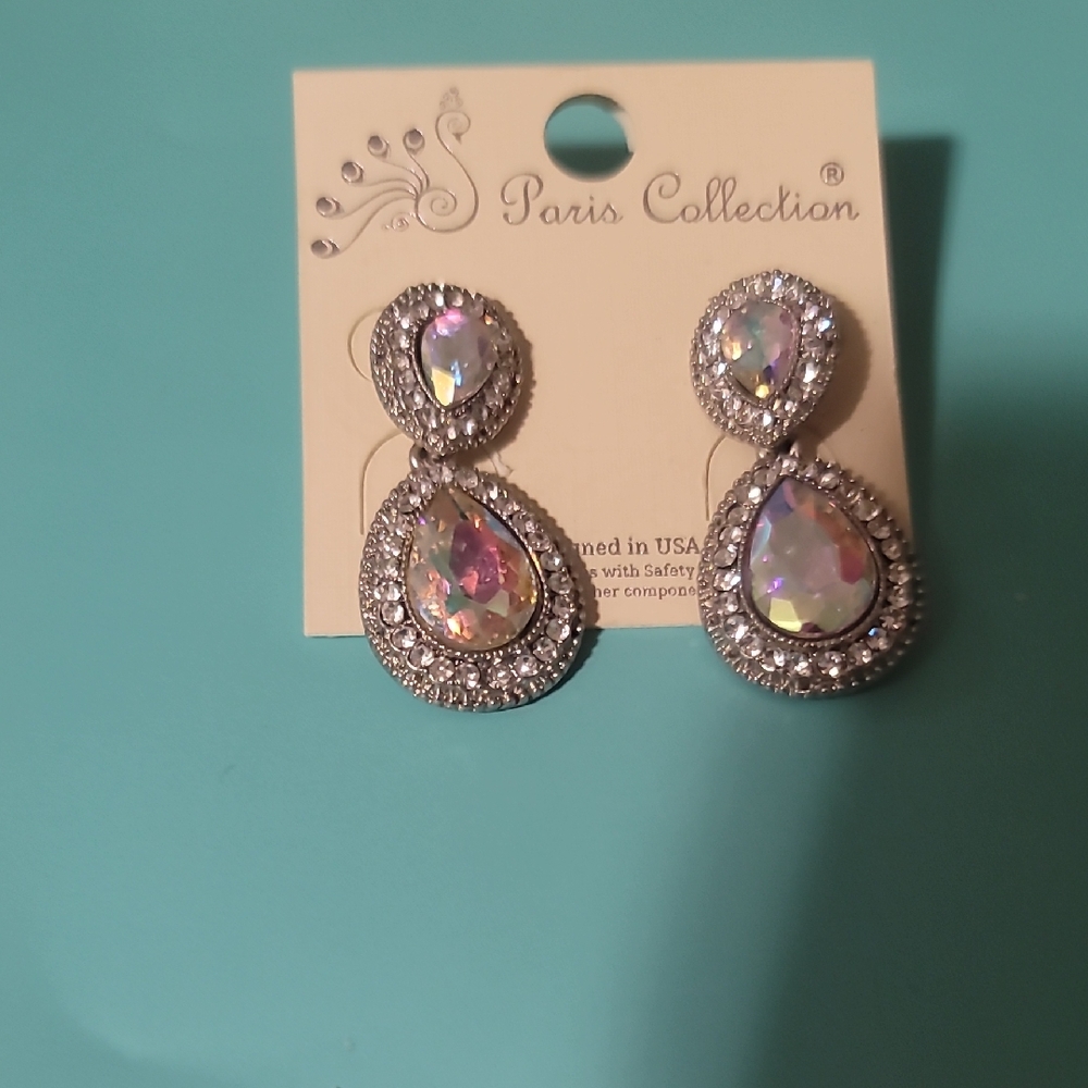 NWT Paris Collection - Silver and Iridescent Earrings